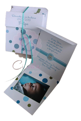 Kit Imprimible Foto Tarjeta Recuerdo Bautismo Plegable