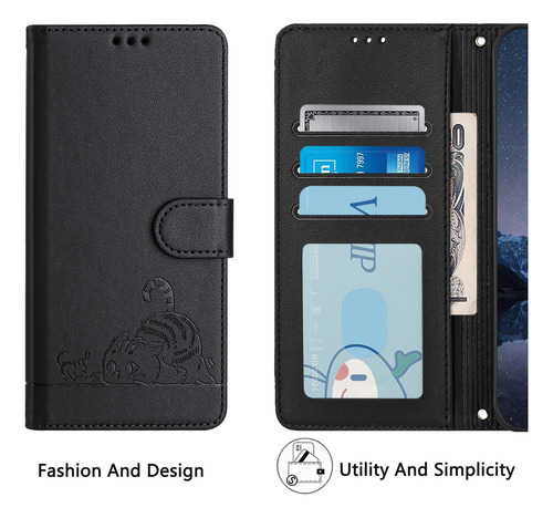 Bonita Funda De Piel De Gato Para Zte Blade A52/a53/a53 Pro/a53+/a55, Bonita Mujer Con Cierre Magnético