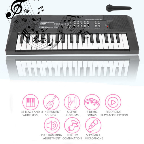 Imagen 10 de 10 de Teclado De Juguete Eléctrico De 37 Teclas Piano Musical Para