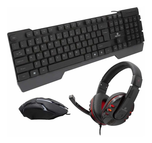 Kit Gamer 3 En 1 Audifonos + Teclado + Mouse Ultra (rgb)