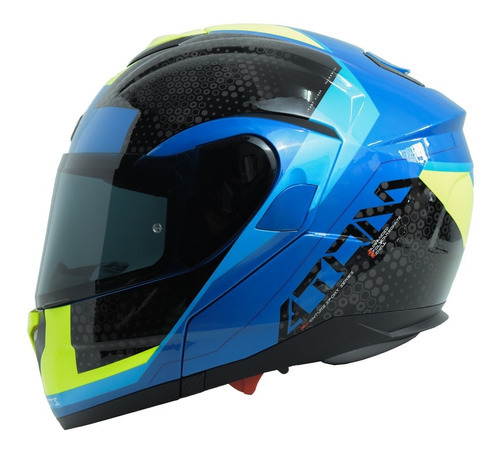 Casco Abatible Moto Mt Helmets Atom Sv Adventure Azul/ Neon Color Azul Tamaño del casco L (59-60 cm)