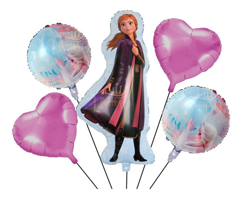Globos Metalicos De Princesa Ana De Frozen Kit 5pzs