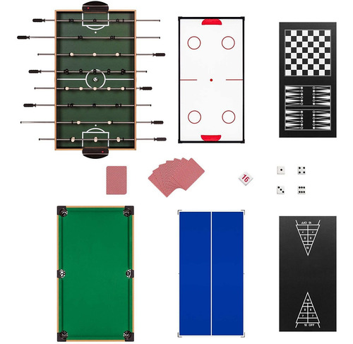 Mesa De Juego 10 En 1 Con Futbolín Ping Pong Hockey Y Mas