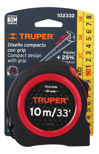 Flexometro Compacto 10 M Con Grip, Cinta 25 Mm