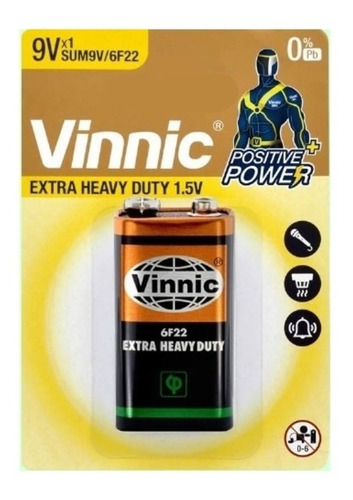 Bateria Vinnic 9v 9 Volts Carbon Sum9v 6f22