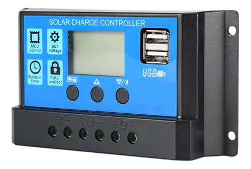 Controlador De Carga Solar Pwm De 10a 12e24v Con Pantalla Lc