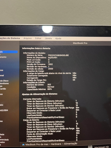 Notebook Apple Macbook Pro M2 2022 13.6 8gb 256gb (Usado)