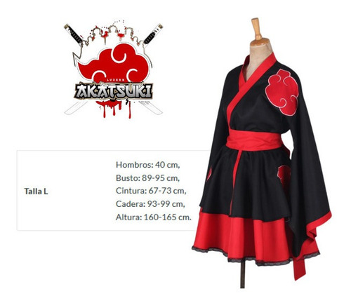 Imagen 3 de 4 de Akatsuki Mujer Cosplay Vestido Naruto Shippuden