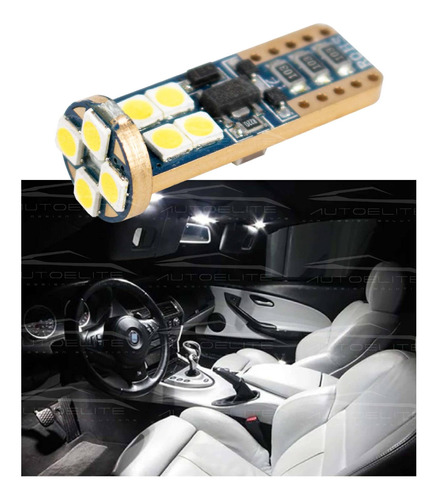 Set 10 Foco Led T10 Pellizco Canbus 12led Luz Interior Placa