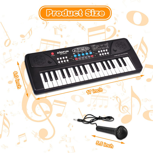 Teclado De Piano Electrónico Portátil Para Niños Y Niñas Negro