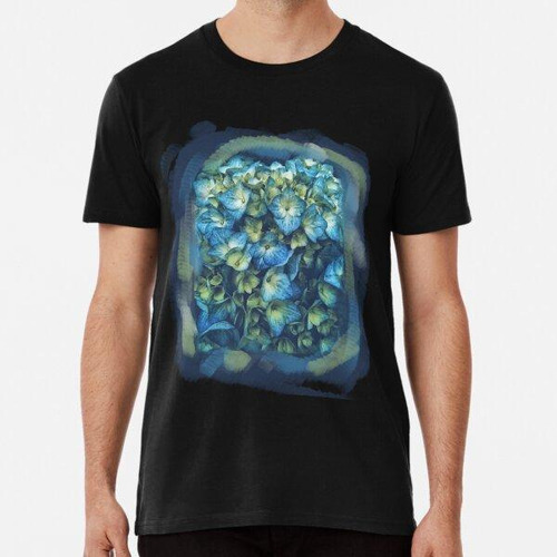 Remera Hortensias Azules Algodon Premium