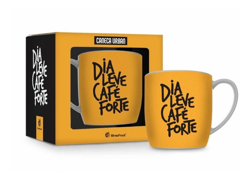 Caneca Xícara Porcelana Personalizada Dia Leve Café Forte 