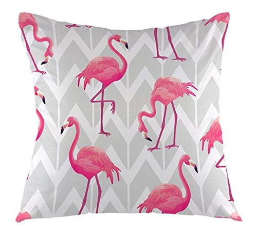 Ofloral Throw Pillow Case Pink Flamingo Geometric Square Cot