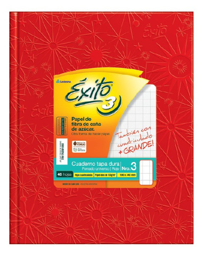 Éxito 27020 Cuaderno E3 Rojo Cuadriculado Grande X48 Hojas