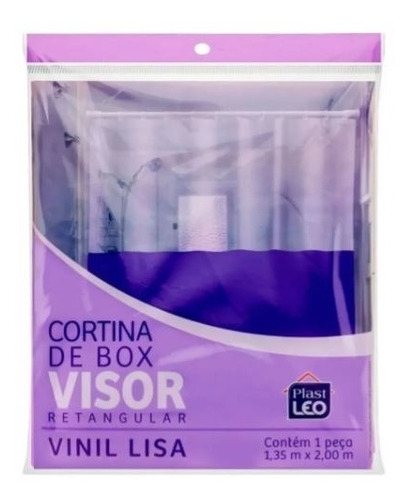 Cortina Box Banheiro C/ Visor Vinil Lisa 1,35x2,00m Plastleo