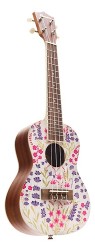 Ukelele Concierto Bamboo Diseño Lavander Con Funda Color Marrón