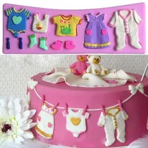 Comprar Molde Silicona Ropita Bebe Baby Shower Repostería Porcelana Color Rosa