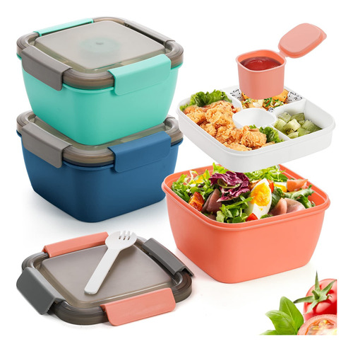 Youeon 3 Pack 52 Oz De Ensalada De Envase Para Comer Fvthn