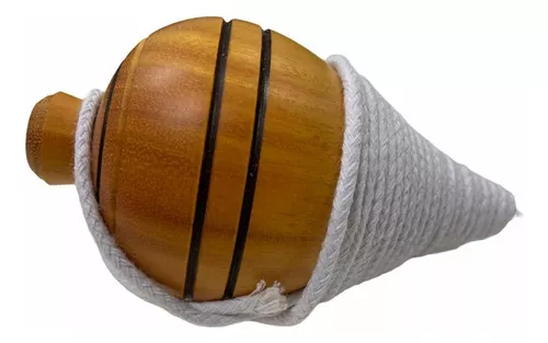 Pião de Madeira c/ Corda - Brinquedo Pião com Fieira Retrô