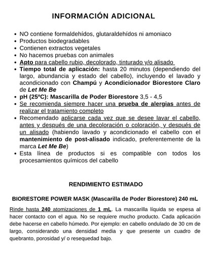 Post-alisado Reestructurante Let Me Be Biorestore Power Mask
