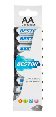 Baterías Aa Beston Pilas Carbon 1.5v Super Extra X 10 Unidad