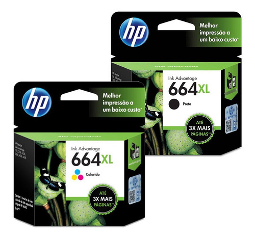 Kit Cartucho Original Hp 664 Xl Preto E 664 Xl Color P 3776