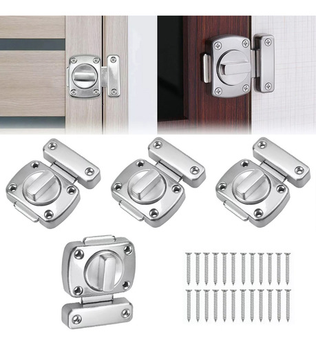 4 Pcs Pestillo De Puerta Plata,acero Inoxidable Con Tornill