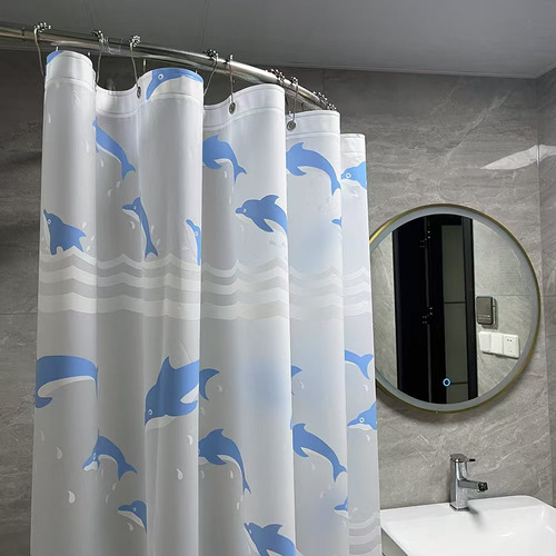 Cortina Para Baño Impermeable Con Ganchos, Antimoho 1.8x1.8m Color Sky Blue Lisa
