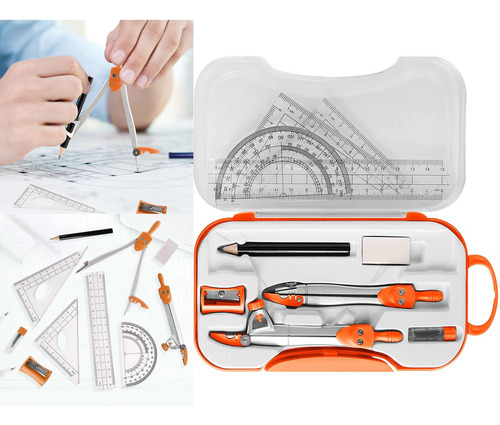 Kit De Geometría Matemática, Juego De Brújula, Regla,