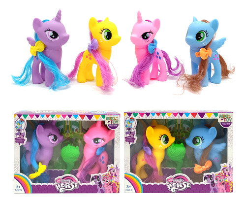 Om Utilidades My Little Pony MS-5423 Brinquedo Meninas Unicórnio Poney Rabo Crina Kit C/4