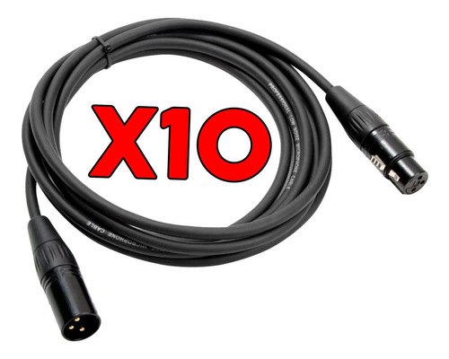 10 Cable Xlr Dmx Canon Para Microfono Canon 3 Metros La Roca