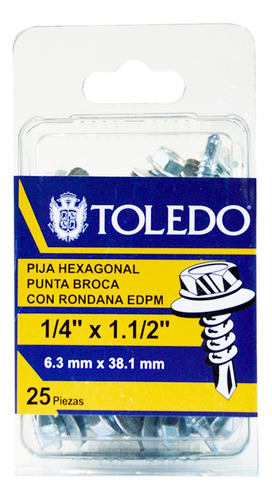Pija Hexagonal Punta Broca C/rond Edpm #14x1.1/2 25pz Toledo