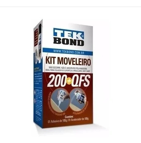 Cola Instantânea 4 Kit Mdf Moveleiro + Qfs 200ml Tekbond