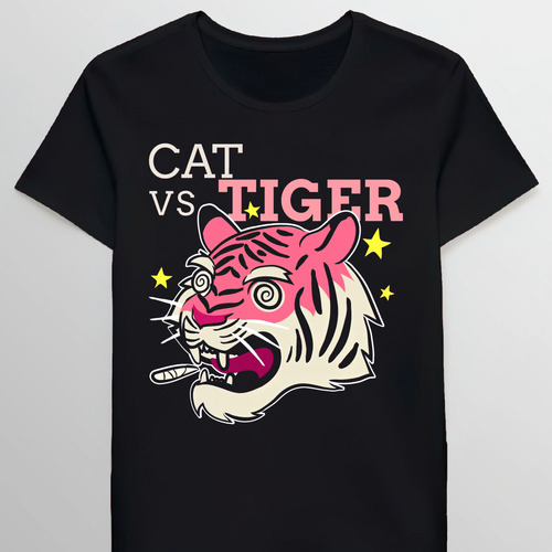 Remera Cat Vs Tiger Funny Tiger 242