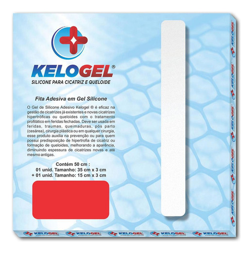 Placa Em Gel De Silicone Para Cicatriz 50cmx3cm Kelogel