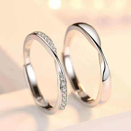 2 Anillos De Pareja Plata 925 Compromiso Promesa Ajustable
