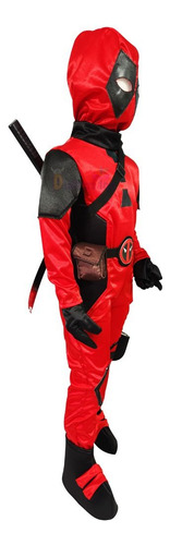 Disfraz Deadpool Dead Disfraz Cosplay + Katanas Superhéroe Rojo 10