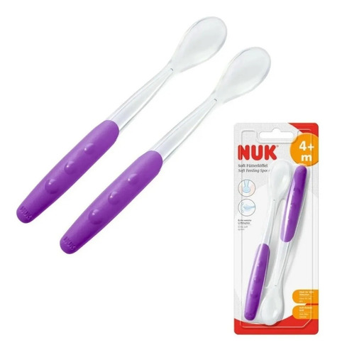 Imagen 3 de 4 de Nuk Set De 2 Cucharas Largas De Silicona Para Bebes 4+ Meses