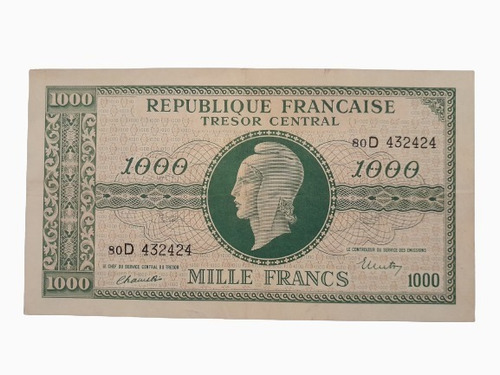 Billete Antiguo Mil Francos De 1944 Pick 107