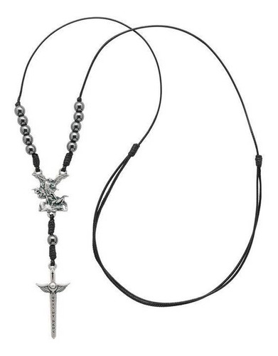 Colar De Pescoço Masculino São Miguel Arcanjo Hematita