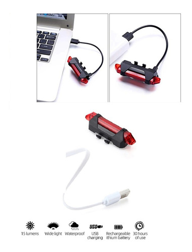 Imagem 5 de 6 de Lanterna Traseira Bike Sinalizador Led Pisca Usb Audax