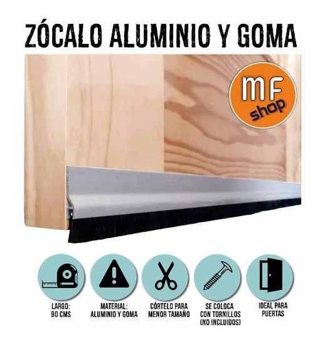 Zocalo Para Puerta Aluminio Y Goma Aire 90 Cms Mf Shop