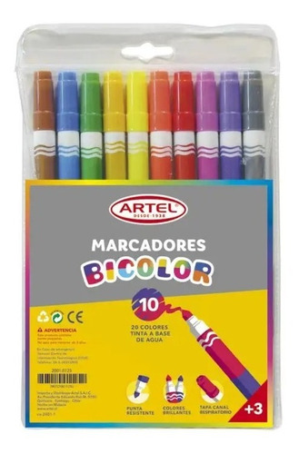 Estuche 10 Marcadores Bicolor Artel