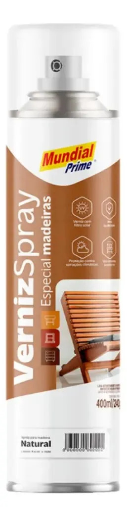 Verniz De Madeira Spray C/ 400ml Proteção Uv Mundial Prime Cor Natural