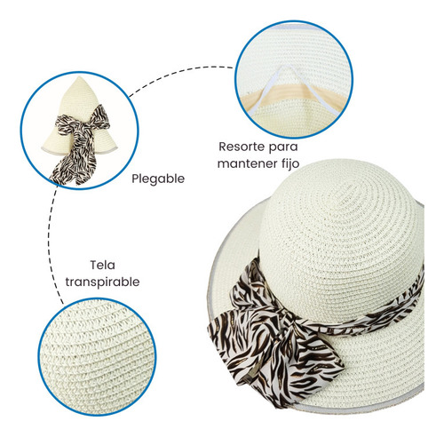 Sombrero De Mujer De Ala Ancha Sol Playa Protección Paja