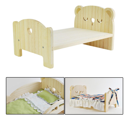 Mini Muebles Para Casa De Muñecas, Cama De Oso Durmiente