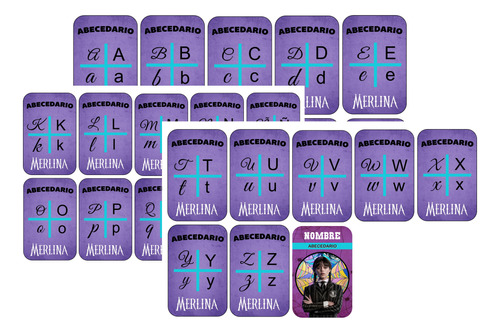 Kit Imprimible Tarjetas Abc Merlina Addams Editables