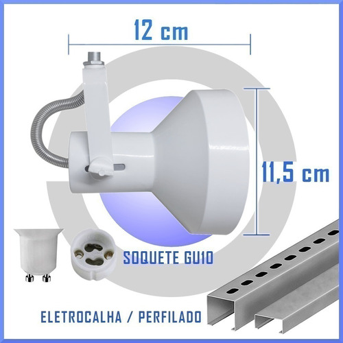 Imagem 7 de 7 de Spot Gu10 P/ Ar111 Trilho Perfilado Kit C/ 32 Unid.