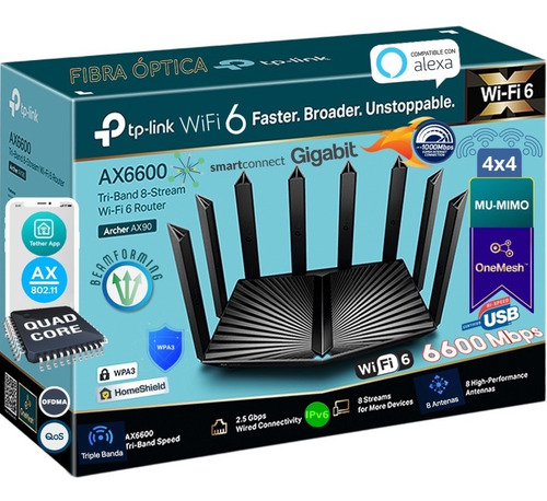 Router Tplink Rompe Muros Mesh Wifi6 Tri-band Archer Ax 2.5g