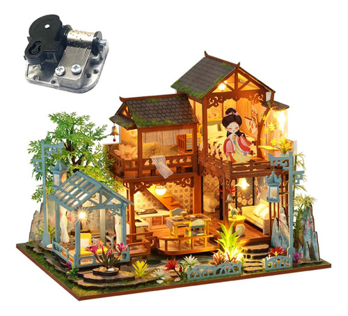 Kit De Casa De Muñecas En Miniatura De Bricolaje Con Muebles